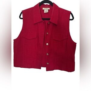 AGB Dress Byer California Red Linen Blend Vest Size 14 Button Front